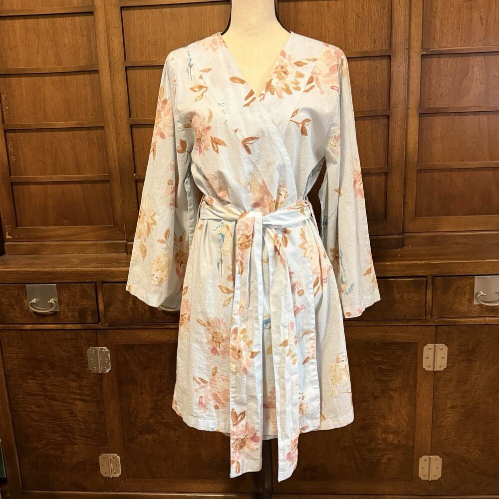 Plum Pretty Sugar 100% Cotton Floral Kimono Robe Loungewear Boho Medium